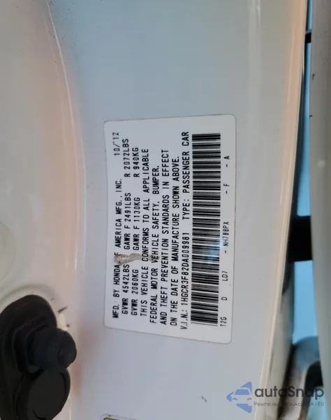 2013 Honda Accord Exl z USA, uszkodzony, nr VIN 1HGCR3F82DA009981